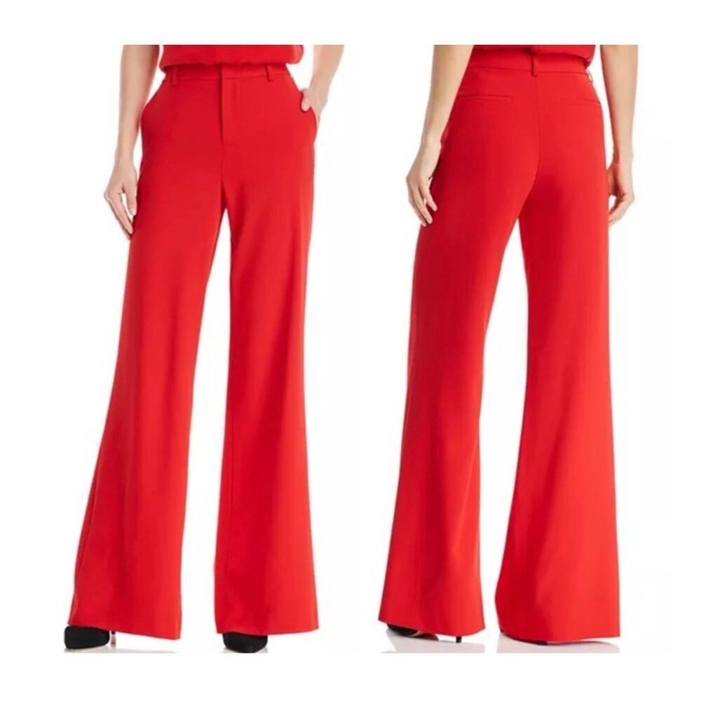Alice And Olivia Paulette Pant High Rise Wide Leg Pants In Bright Orange Size 14